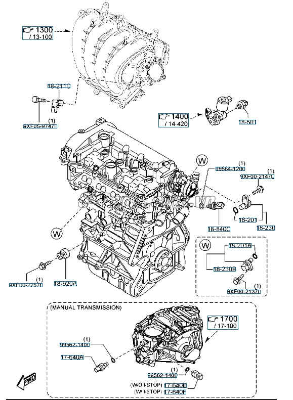 Cảm biến nhiệt độ nước 2 giắc điện Mazda 2s 2013