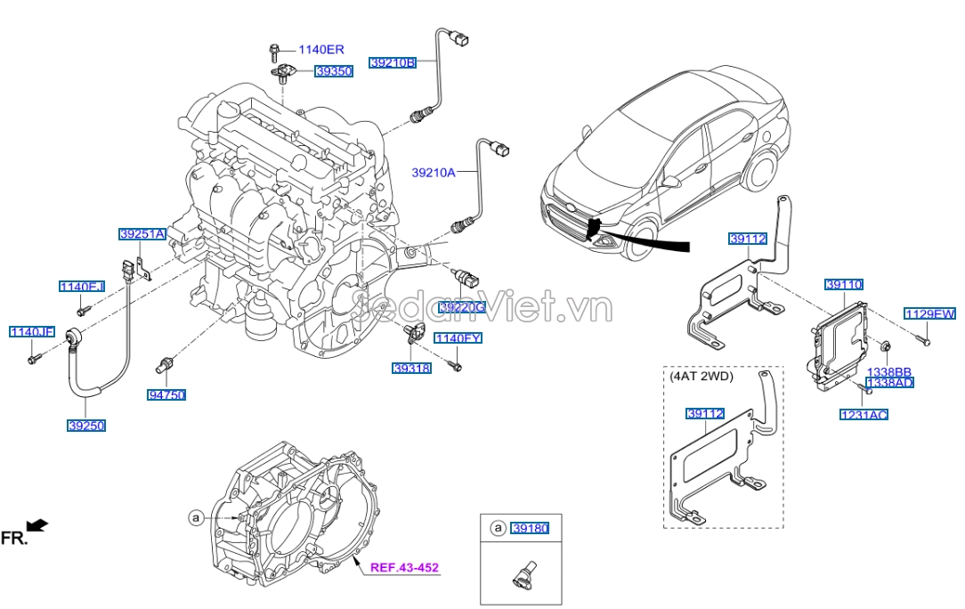 Cảm biến báo nhiệt độ nước Hyundai Santafe 2013-2015