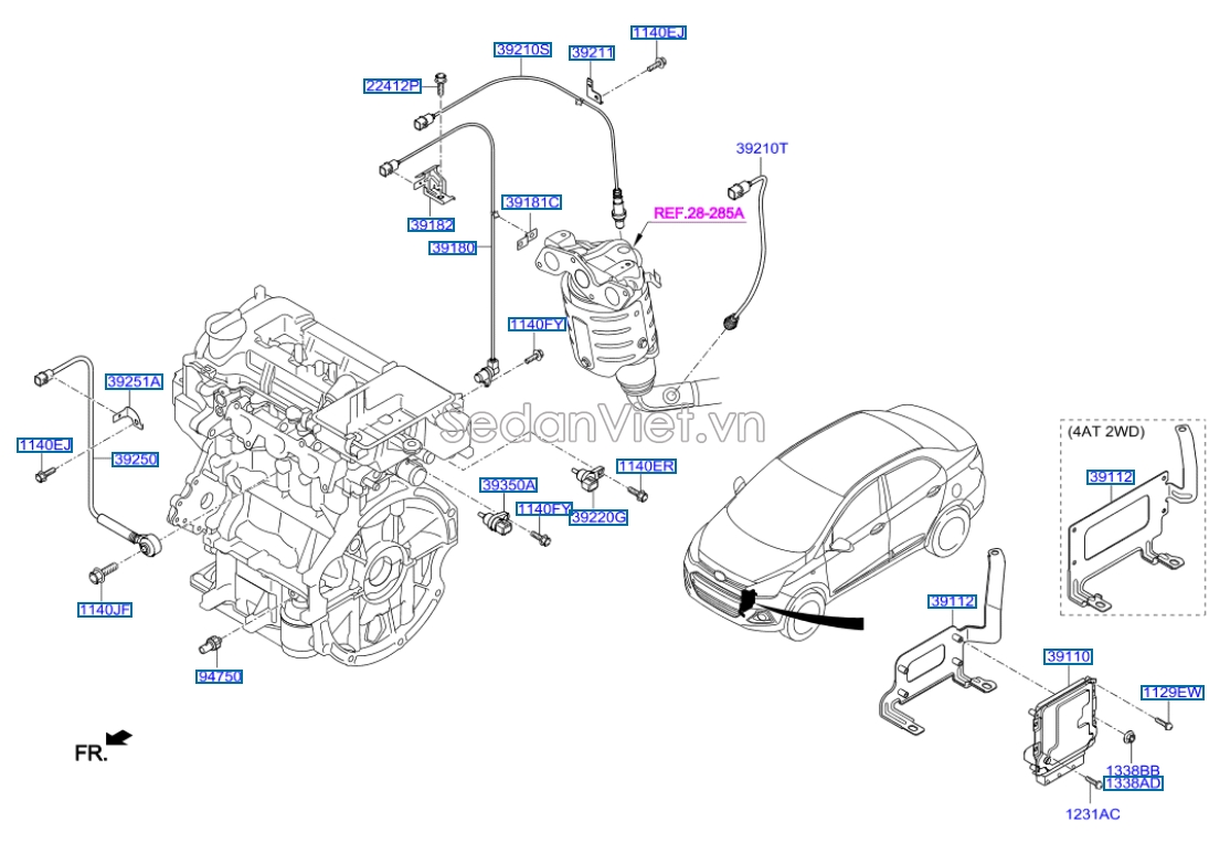 Cảm biến báo nhiệt độ nước Hyundai Santafe 2013-2015