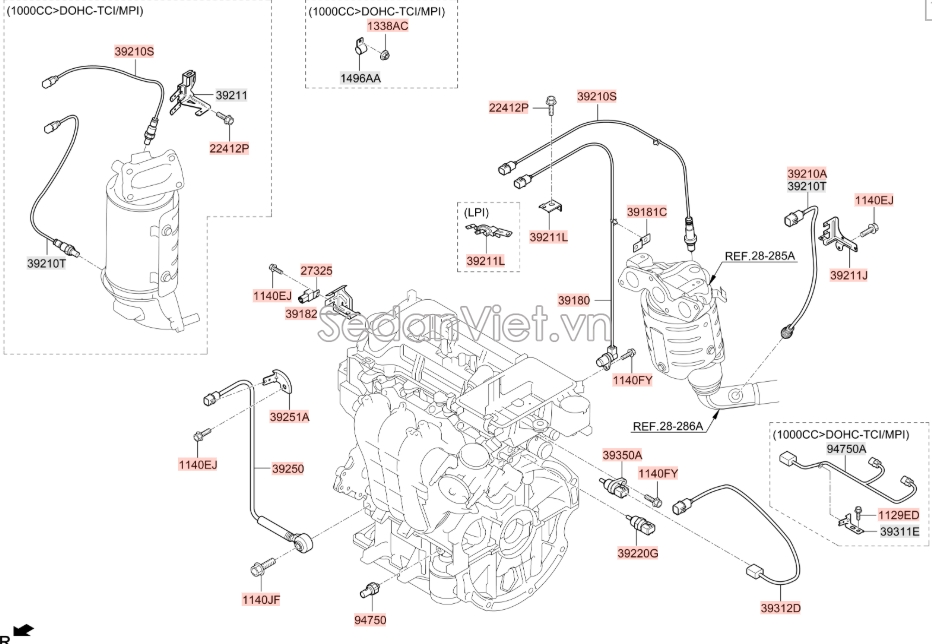 Cảm biến báo nhiệt độ nước Hyundai Santafe 2013-2015