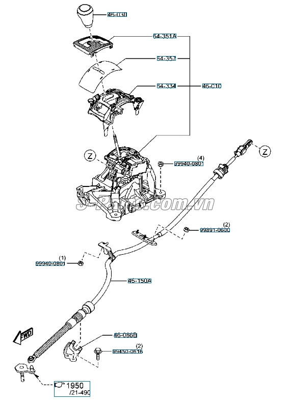 Nắm đấm đi số mazda 6 2014-2016