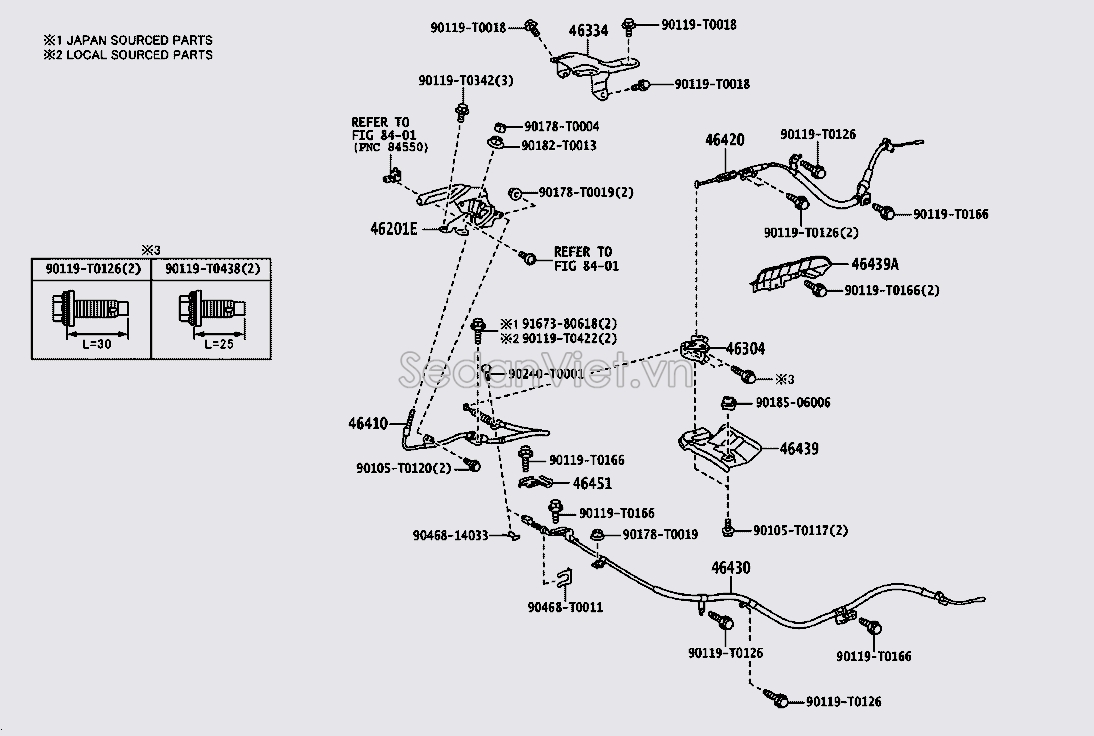 Dây giật phanh tay Toyota innova 2017
