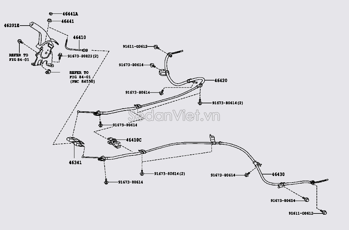 Dây giật phanh tay số 1 Toyota RAV4 2006-2008