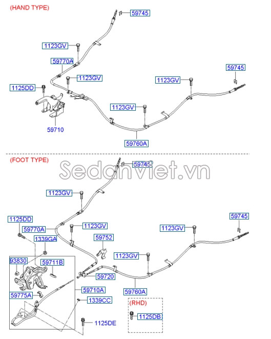 Dây phanh tay Hyundai Santafe 2006-2008