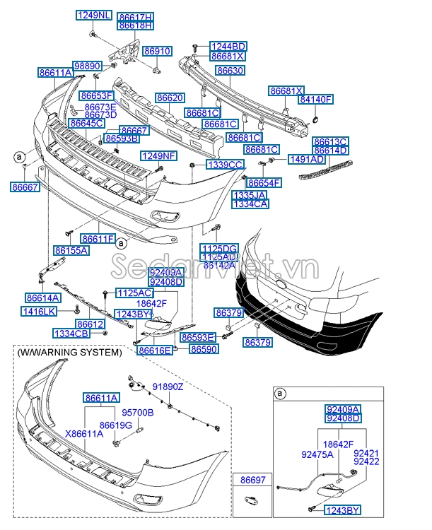 Nẹp nhựa đen cản sau Hyundai Santafe 2010-2012