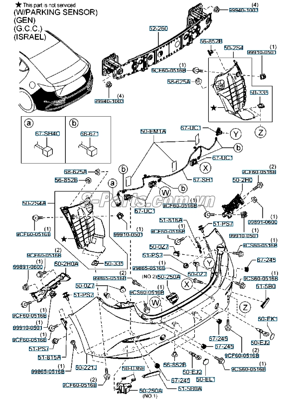 Đèn phản quang cản sau phải mazda 6 2014-2016