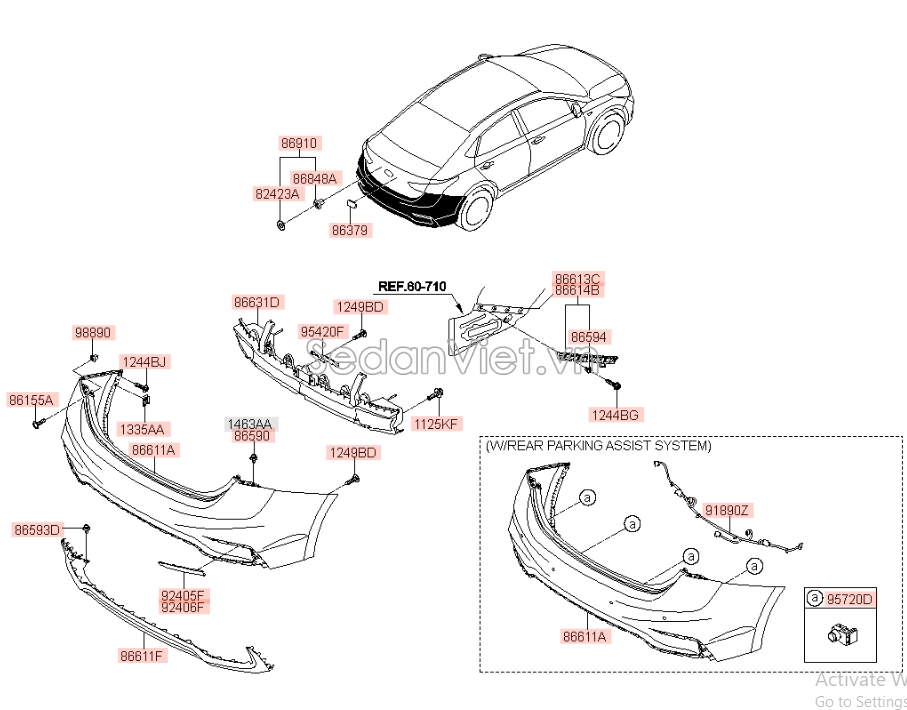 Nhựa ốp cản sau Hyundai Accent 2018