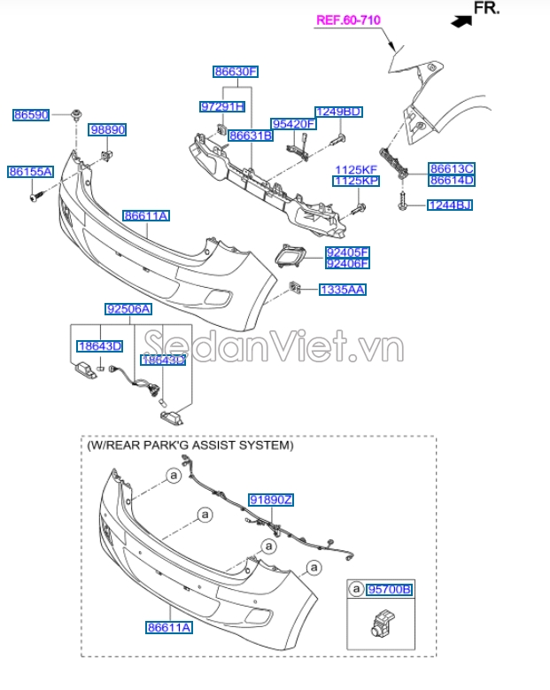 Cản sau có lỗ bắt cảm biến Hyundai i10 Grand 2014-2016