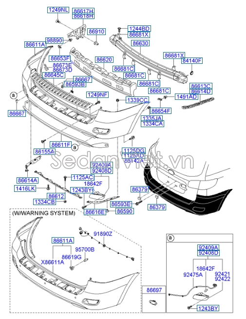 Nẹp nhựa đen cản sau Hyundai Santafe 2010-2012