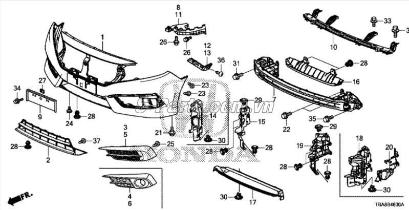 Nẹp cài cản Honda Civic 2019