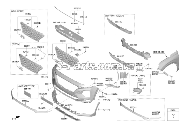 Cản trước Hyundai Santafe 2019