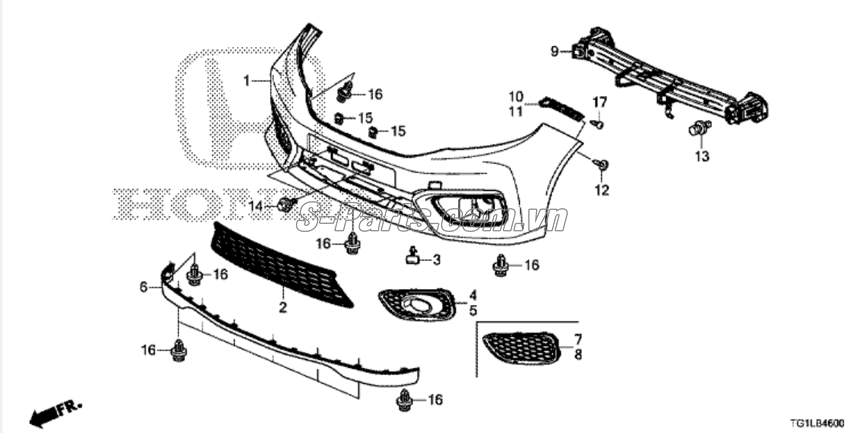 Nẹp cài cản Honda Brio 2018