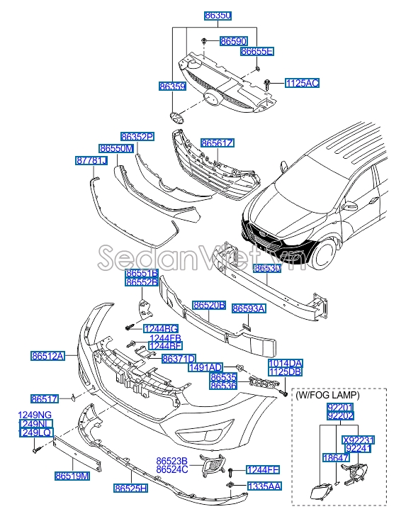 Lô go ca lăng trước Hyundai Santafe 2006-2008