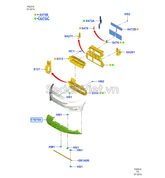Cánh lấy gió liền mô tơ Ford Focus 2015