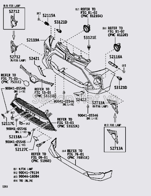 Nẹp cài cản Toyota Wigo 2017