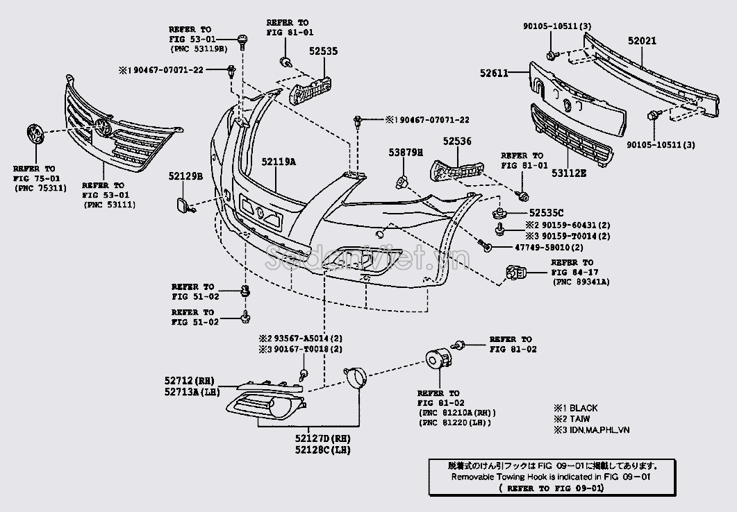 Cản trước Toyota Camry 2009-2012