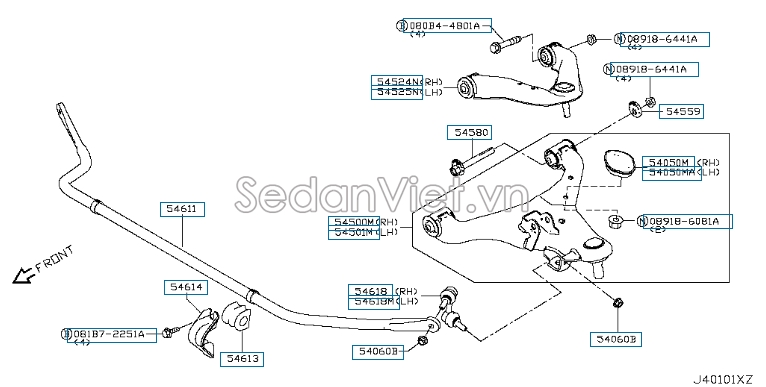 Cao su ốp cân bằng trước Nissan Navara 2007-2011