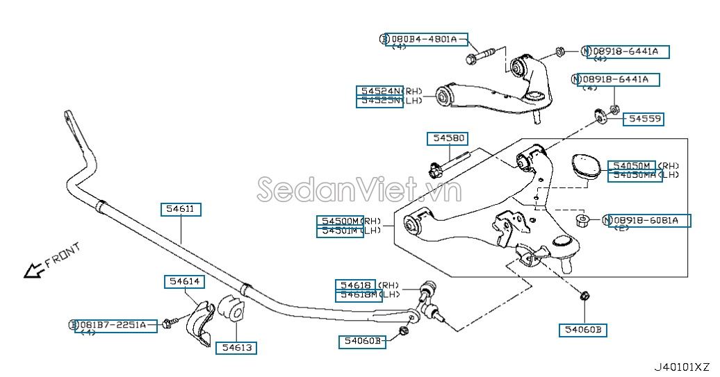 Cao su ốp cân bằng trước Nissan Navara 2007-2011
