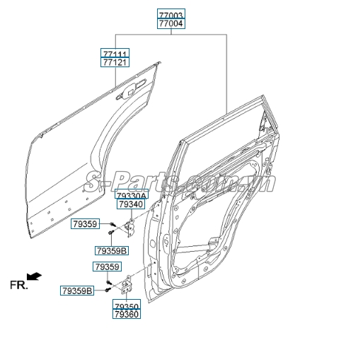 Bản lề cánh cửa sau Hyundai Santafe 2006-2008