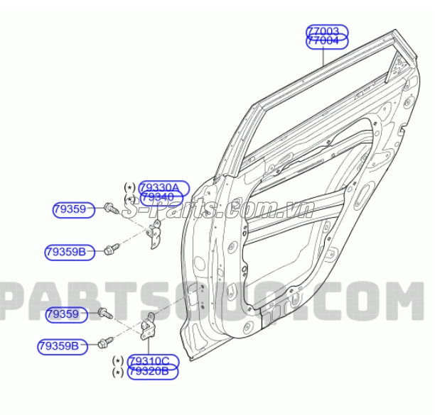 Bản lề cánh cửa sau Hyundai i10 Grand 2014-2016