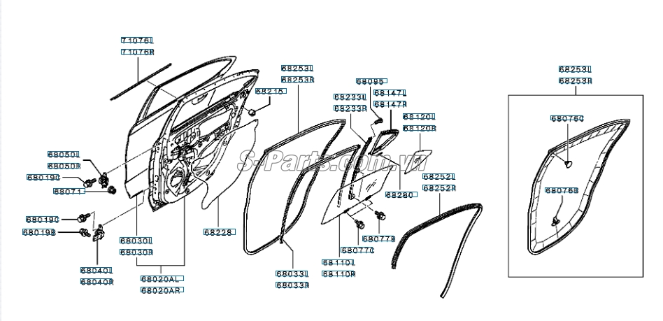 Cao su giảm chấn cánh cửa Mitsubishi Attrage 2014-2018