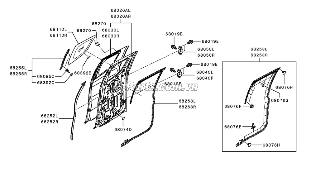 Tôn ốp trang trí cánh cửa sau Mitsubishi Triton 2019-2021