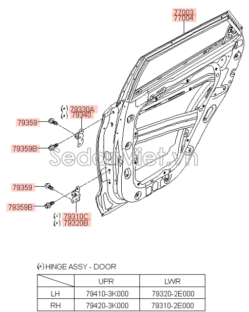 Bản lề cánh cửa sau Hyundai i10 Grand 2014-2016