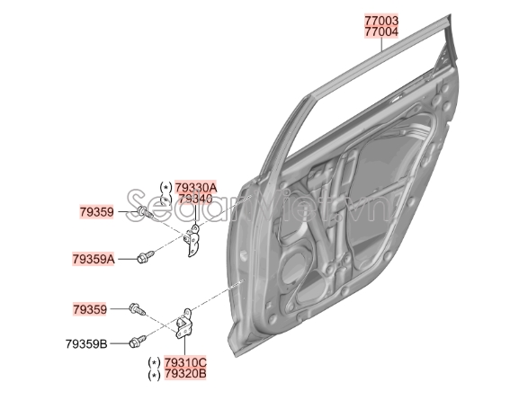 Bản lề cửa sau KIA K3 2013-2016