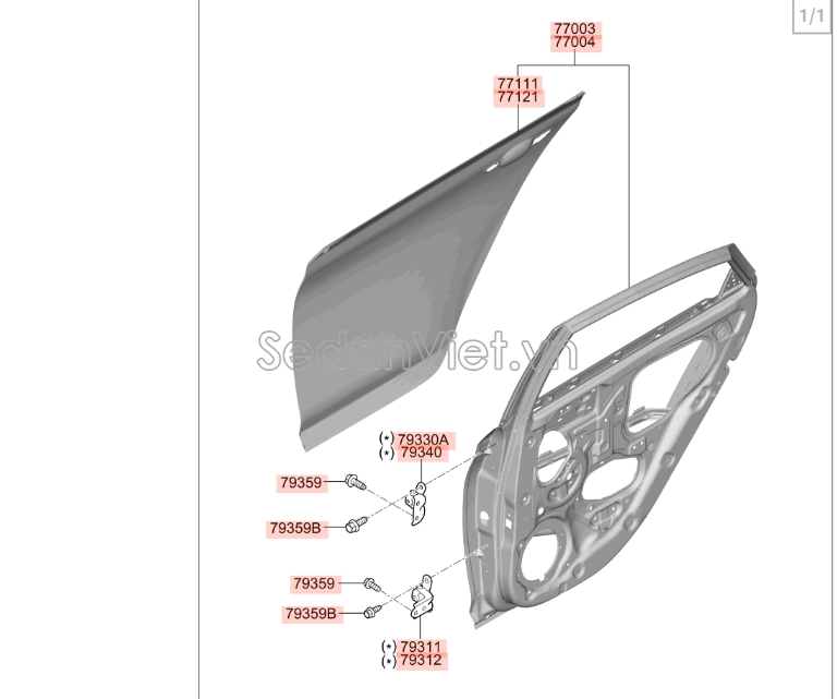 Bản lề cánh cửa sau Hyundai i10 Grand 2014-2016