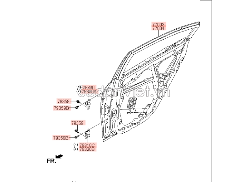 Bản lề cánh cửa sau Hyundai i10 Grand 2014-2016