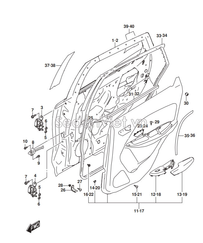 Ốp tay nắm trong cửa Suzuki Ertiga 2018