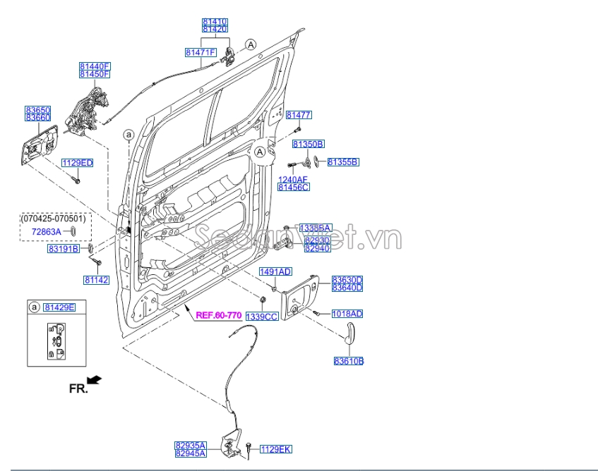 Ổ khóa ngậm cửa lùa Hyundai Starex 2014-2016