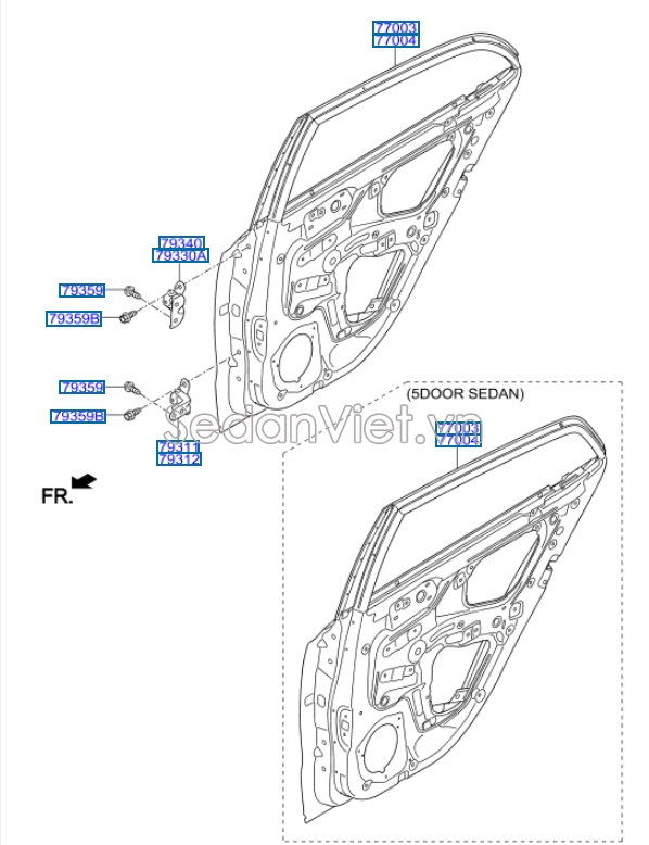 Bản lề cánh cửa sau Hyundai i10 Grand 2014-2016