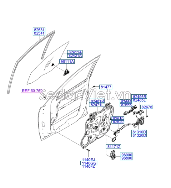 Ổ khóa ngậm cánh cửa Hyundai Santafe 2010