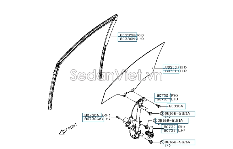 Mô tơ lên xuống kính cửa Nissan Navara NP300 2015