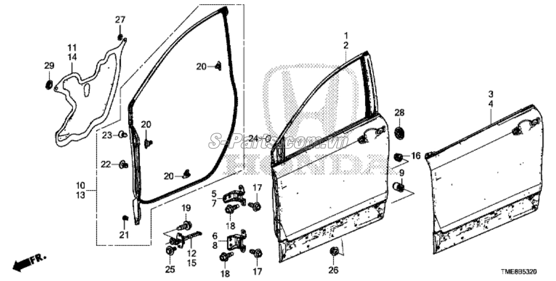 Bản lề cánh cửa trước Honda Civic 2019-2020