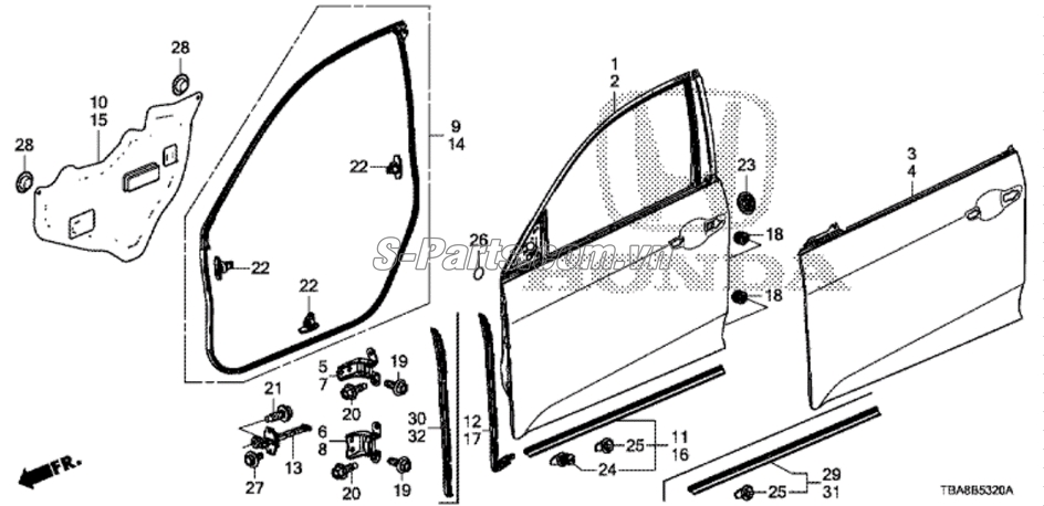Hạn chế hành trình cánh cửa Honda Civic 2019