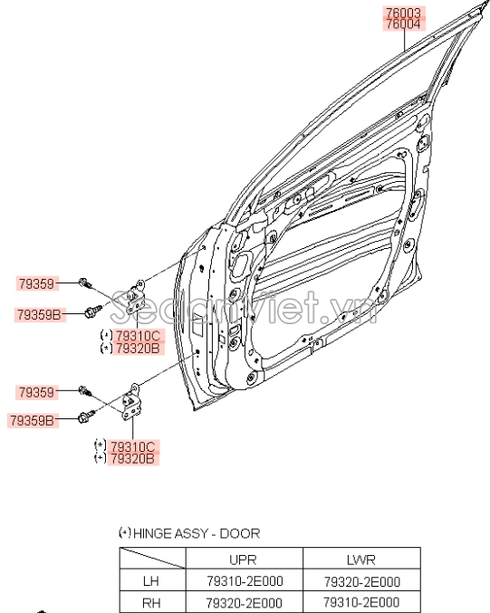 Bản lề cửa sau KIA K3 2013-2016