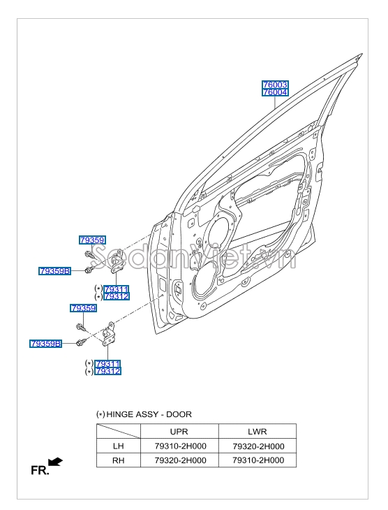 Bản lề cánh cửa sau Hyundai i10 Grand 2014-2016