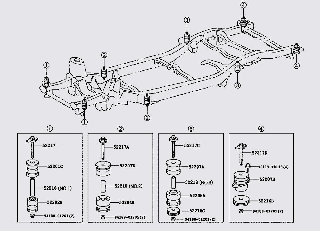 Cao su giảm chấn sắt xi số 1 Toyota Fortuner 2009-2012