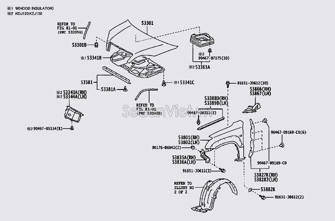 Tấm cách nhiệt tai xe Toyota Land Cruiser Prado 2004-2009