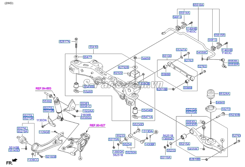 Thanh giằng ngang cầu sau 39.5cm KIA New Sorento 2014