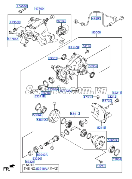 Cụm cài cầu sau Hyundai Santafe 2013-2015