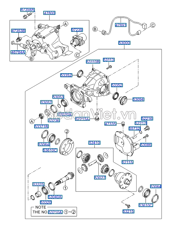 Vòng bi vi sai cầu sau Hyundai Santafe 2013-2015
