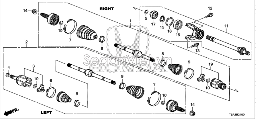 Trục láp trung gian Honda Accord 2016-2018