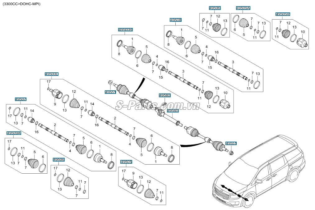 Đầu láp KIA Sedona 2015