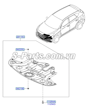 Chắn bùn gầm máy giữa Hyundai Tucson 2015