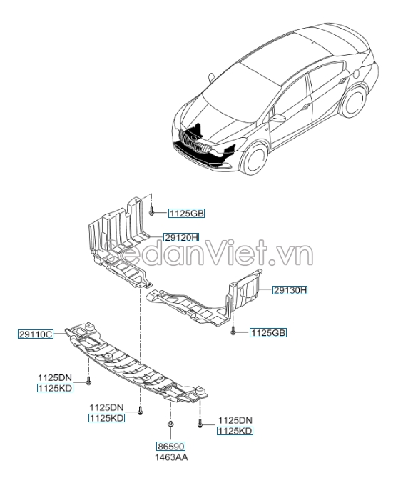 Chắn bùn gầm máy KIA K3 2013-2016