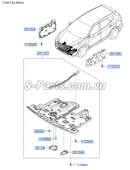 Chắn bùn động cơ Hyundai Santafe 2013-2015
