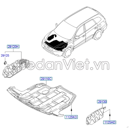 Chắn bùn gầm máy giữa Hyundai Santafe 2010